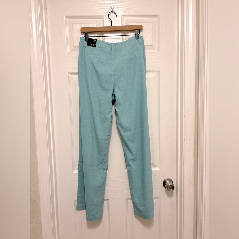 Kut from the Kloth High-Rise Wide Leg Pants in Aqua Blue - Picture 7 of 10